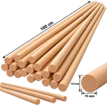 Kayın Yuvarlak Çıta 15mm 100cm (20 Adet)