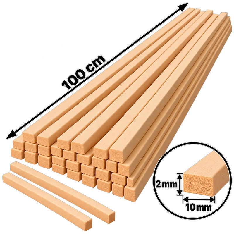Ihlamur Maket Çıtası 2×10 mm -100 cm (50 Adet)