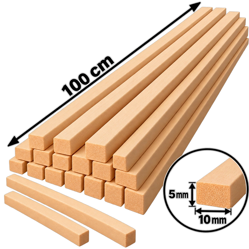 Ihlamur Maket Çıtası 5×10 mm -100 cm (50 Adet)