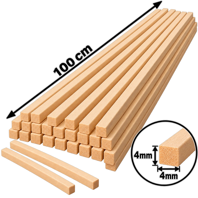 Ihlamur Maket Çıtası 4×4 mm -100 cm (50 Adet)