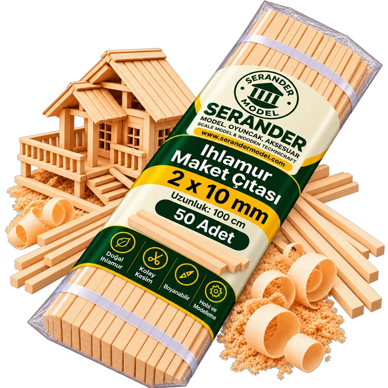 Ihlamur Maket Çıtası 2×10 mm -100 cm (50 Adet)