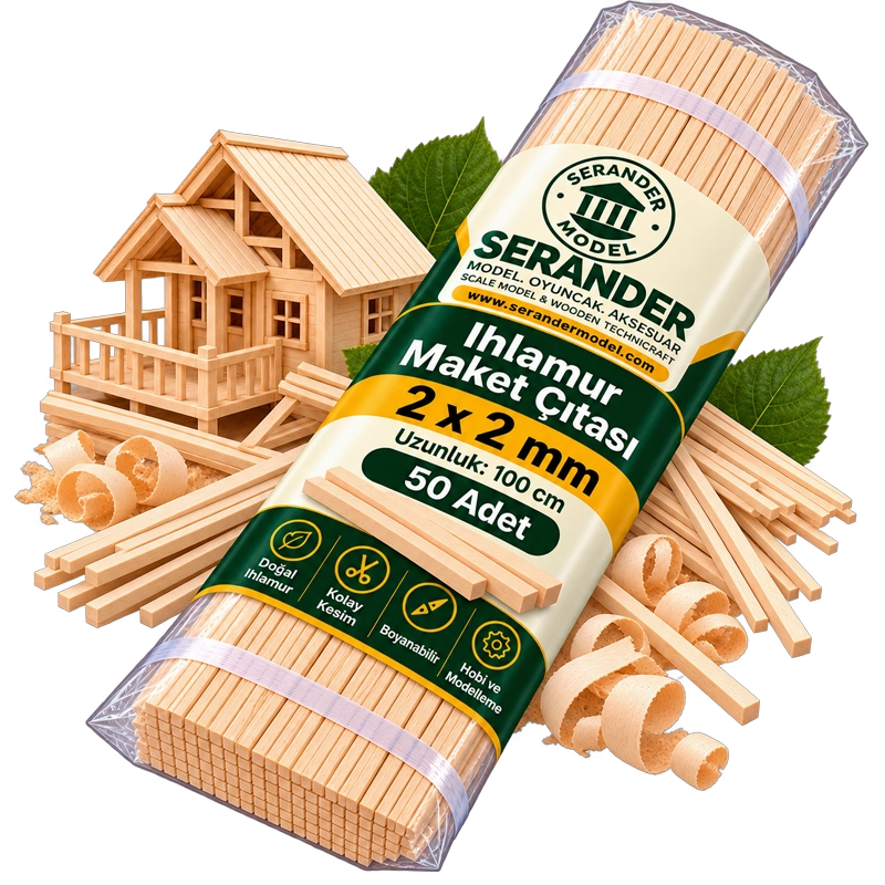Ihlamur Maket Çıtası 2×2 mm -100 cm (50 Adet)