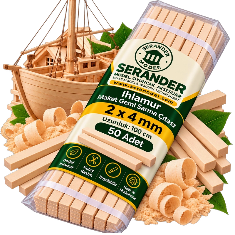 Ihlamur Maket Gemi Sarma Çıtası 2×4 mm (50 Adet)