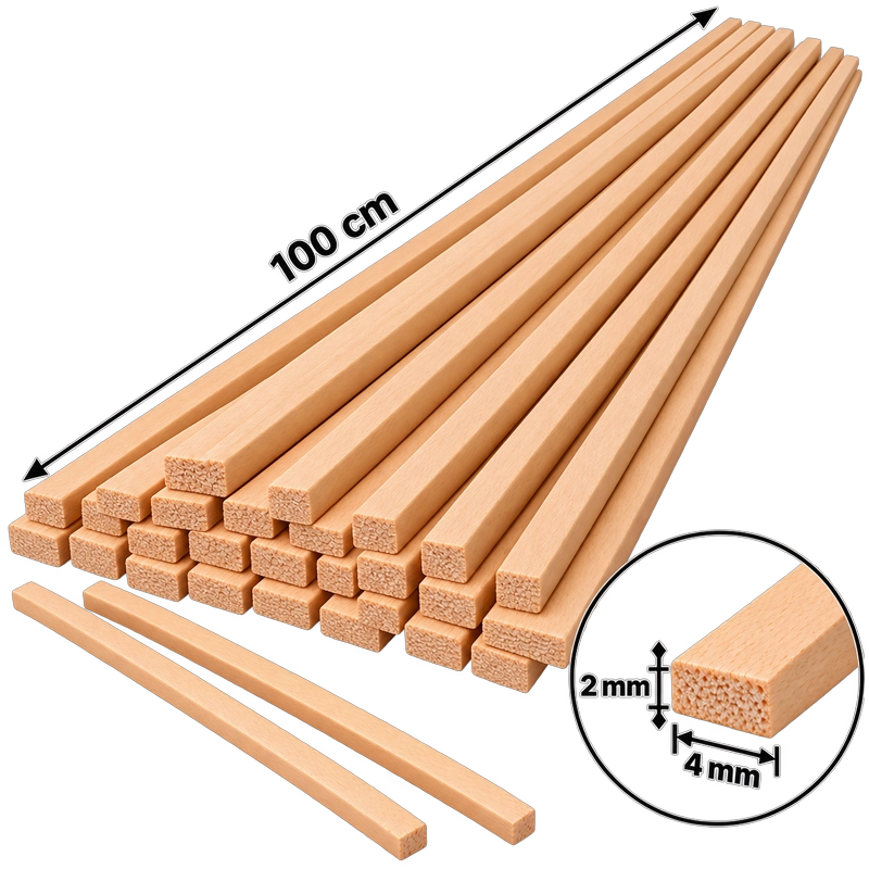 Ihlamur Maket Gemi Sarma Çıtası 2×4 mm (50 Adet)