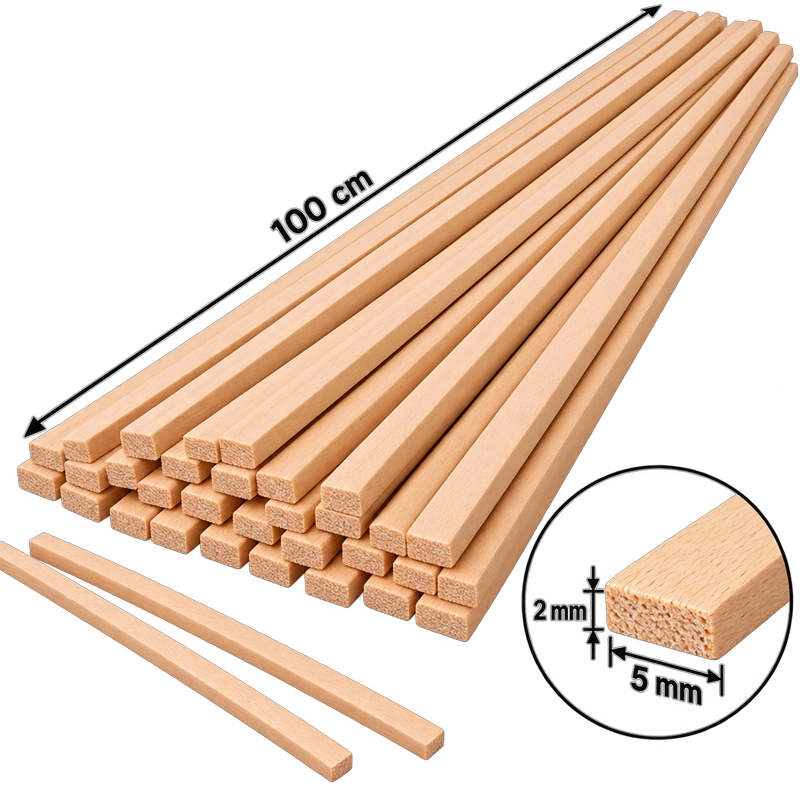 Ihlamur Maket Gemi Sarma Çıtası 2×5 mm (50 Adet)
