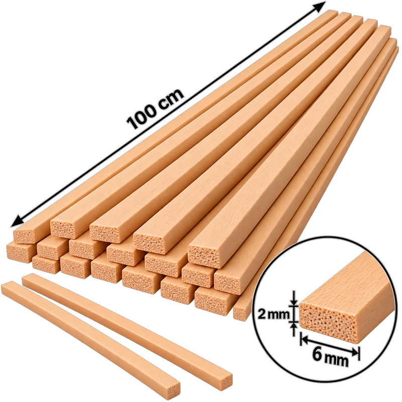 Ihlamur Maket Gemi Sarma Çıtası 2×6 mm (50 Adet)