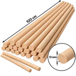 Kayın Yuvarlak Çıta 12mm 100cm (20 Adet)